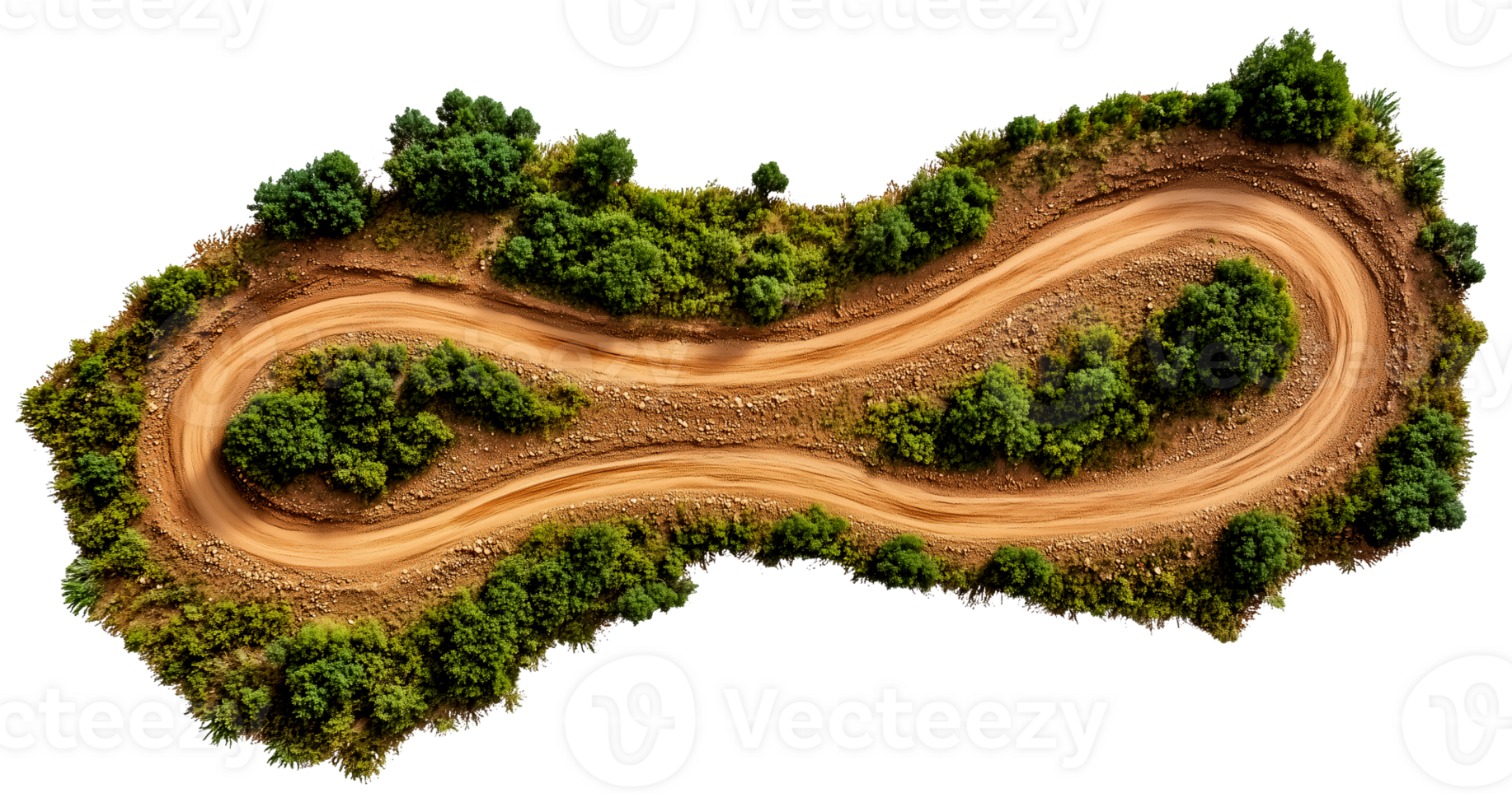 Dirt road path with transparent background cut out design element, top view png