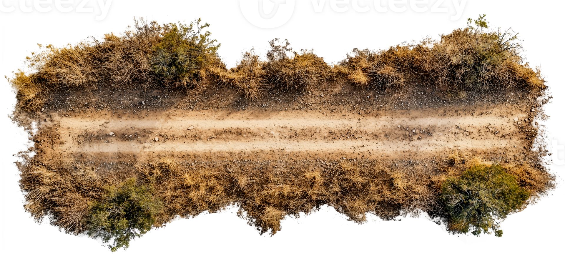 Dirt road path with transparent background cut out design element, top view png