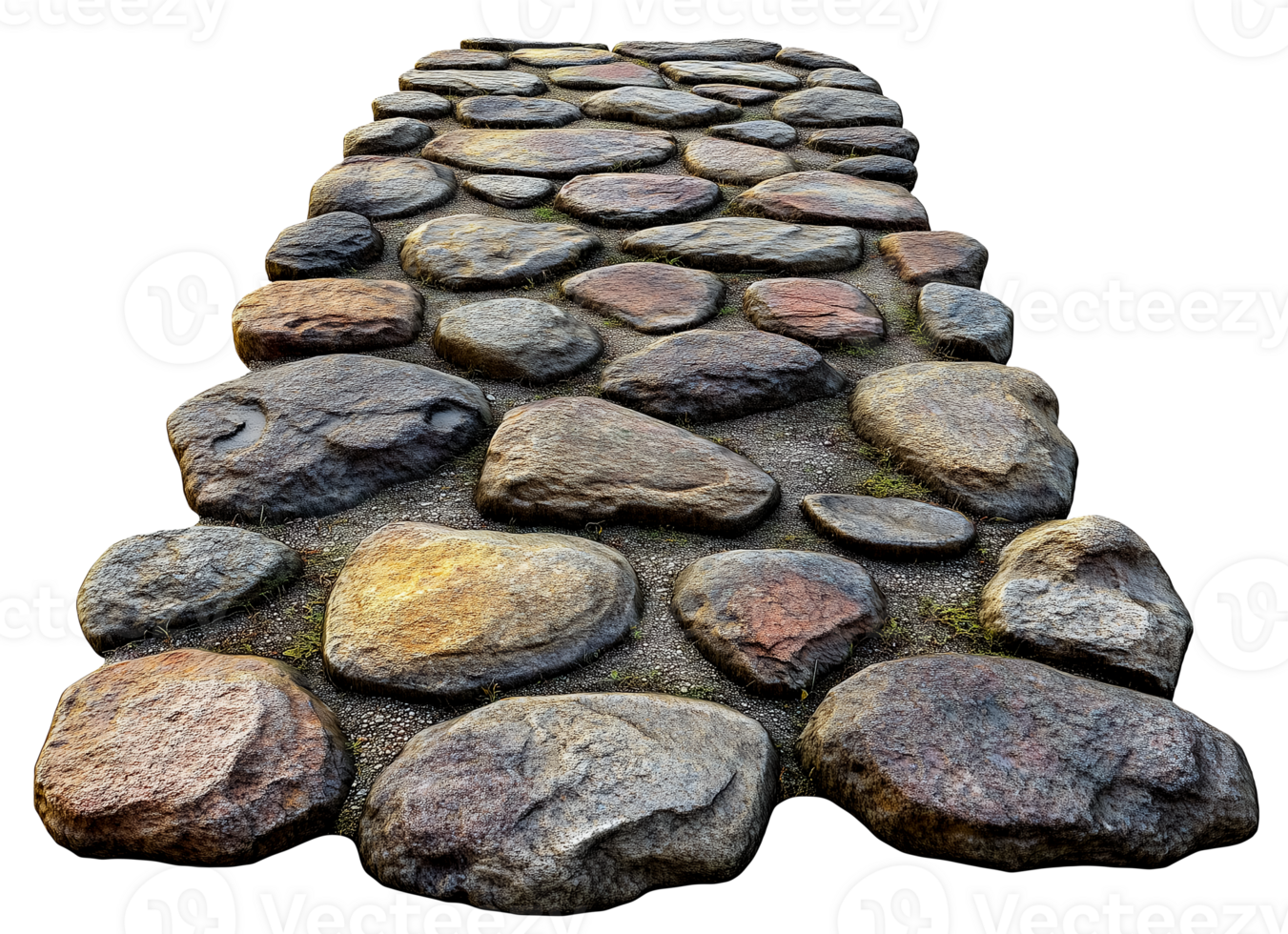 Stone road path with transparent background cut out design element png