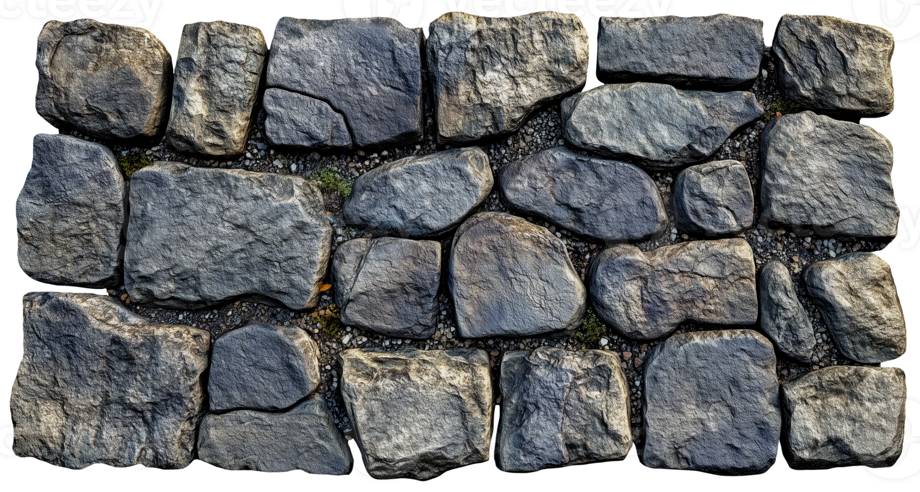 Stone road path with transparent background cut out design element, top view png