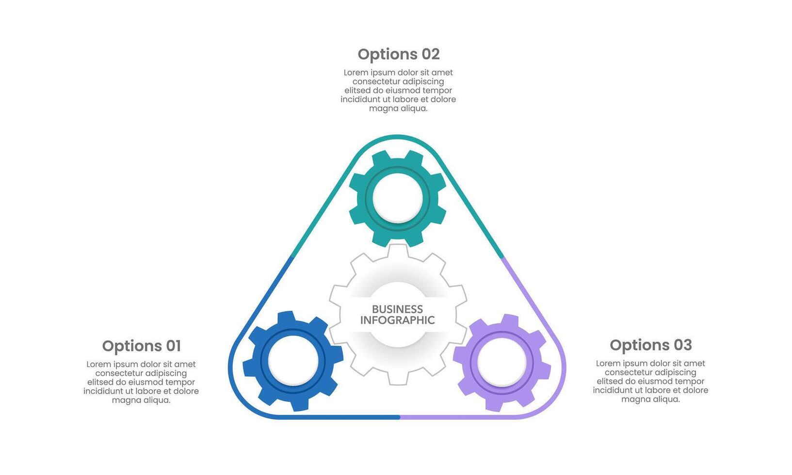3 process infographic gears design. Business presentation, diagram, system, report, strategy and planning. vector