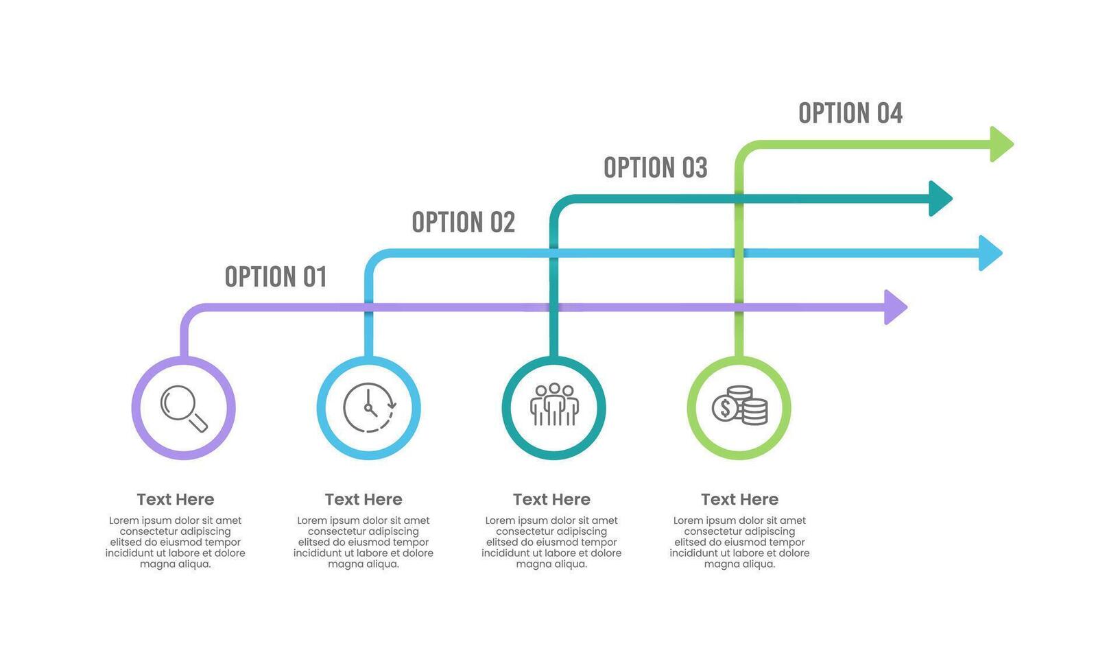4 Arrows options infographic design. Business presentation, Workflow, Roadmap and Plan. vector
