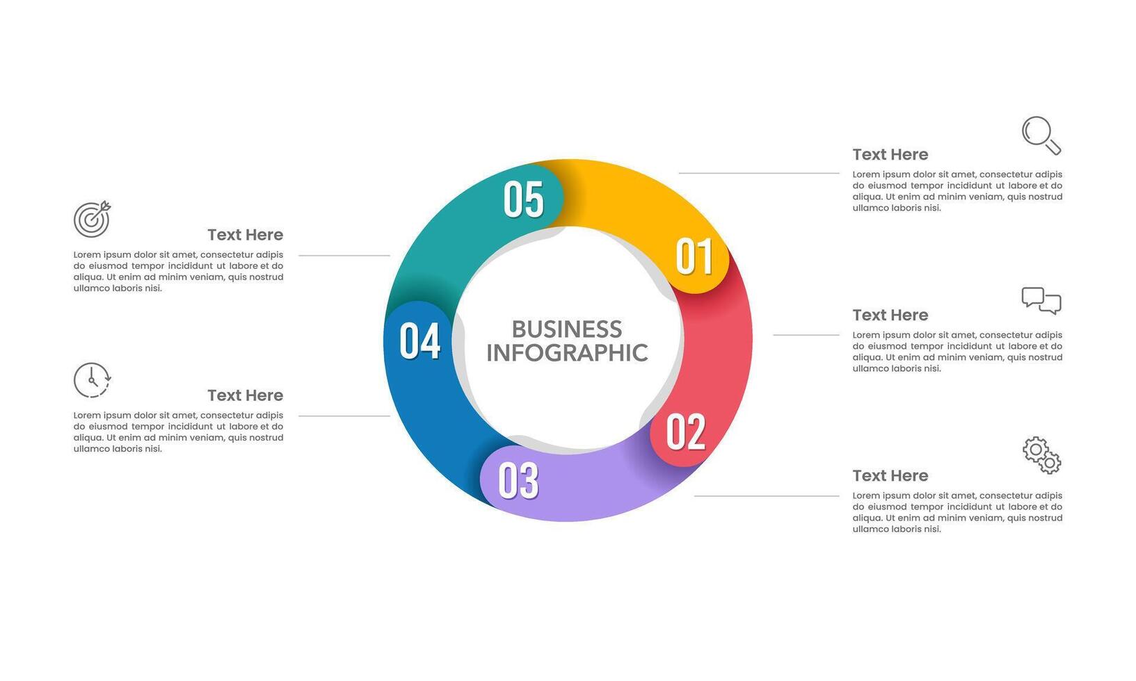 5 process infographic circle design. Business presentation, pie, cycle, system, strategy and planning. vector