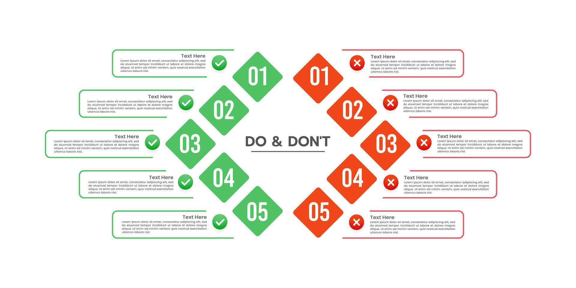Do's and Don'ts or Pros and Cons. Infographic arrow design. Infographic comparison table. Business presentation, VS, Versus, Comparison. vector