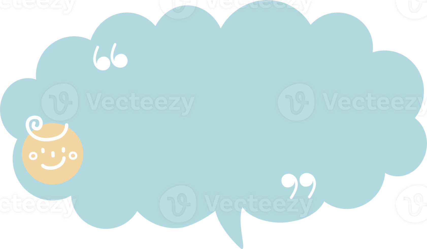 collection set of cute doodle hand draw facial expression blue color speech bubble balloon with character facial expression, text box think speak talk banner png