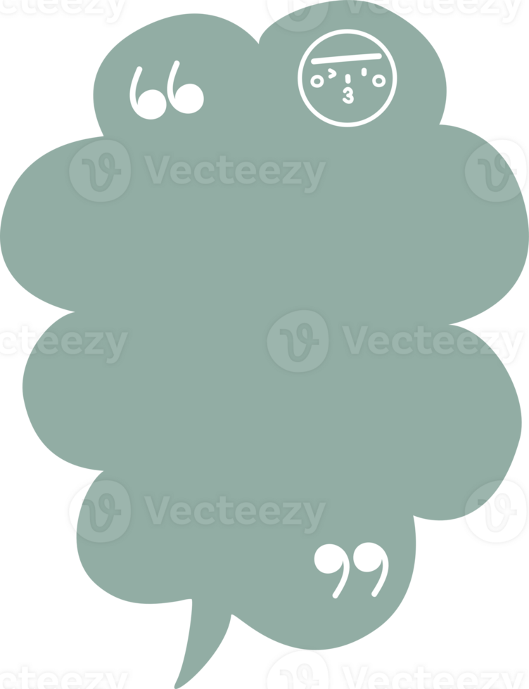 collection set of cute doodle hand draw facial expression green color speech bubble balloon with character facial expression, text box think speak talk banner png