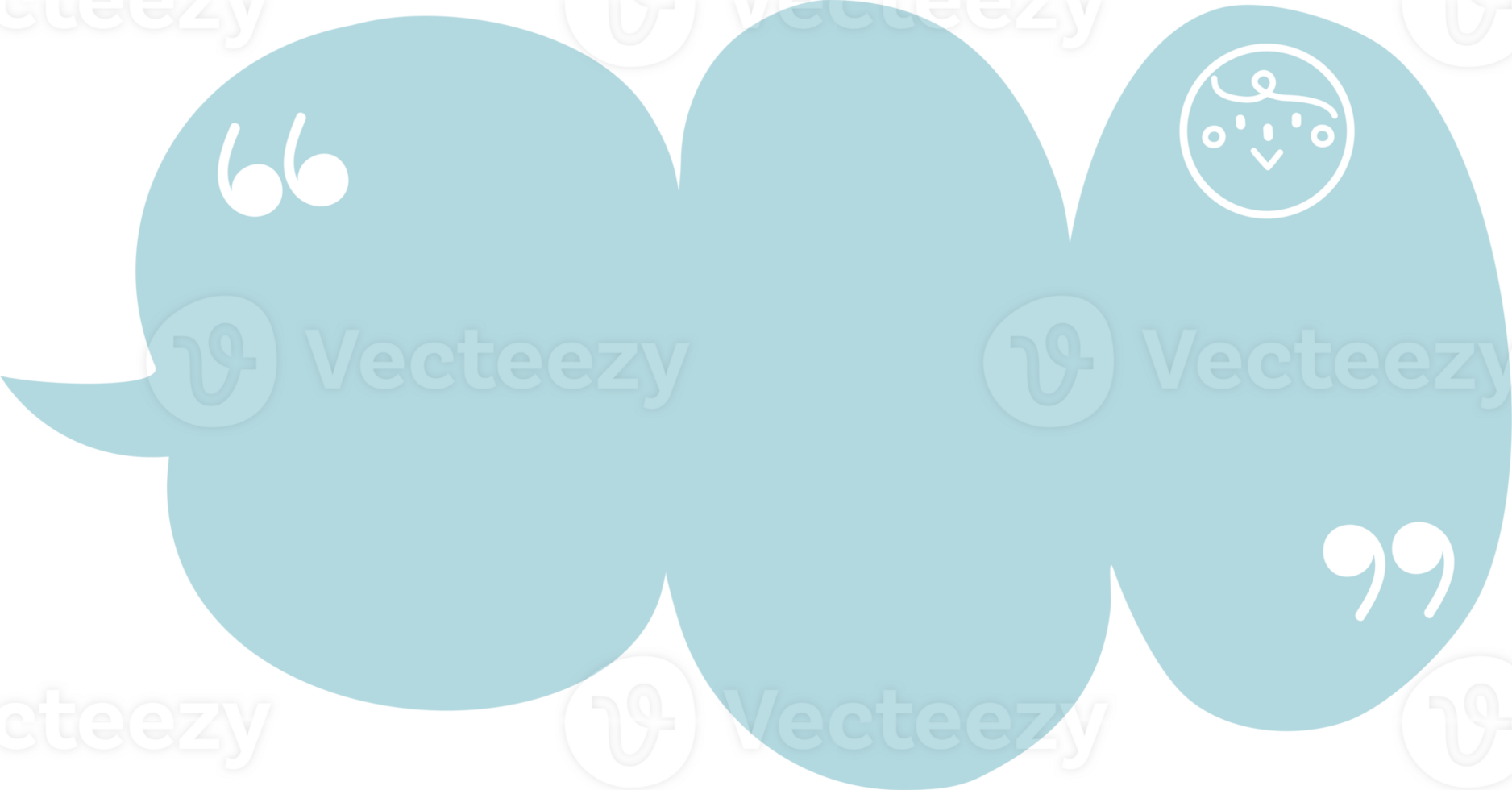 collection set of cute doodle hand draw facial expression blue color speech bubble balloon with character facial expression, text box think speak talk banner png