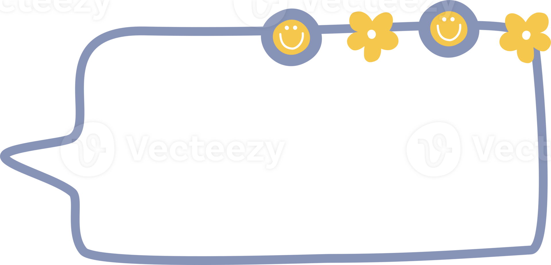 Cute hand draw blue and yellow color speech bubble balloon icon sticker memo keyword planner text box banner png