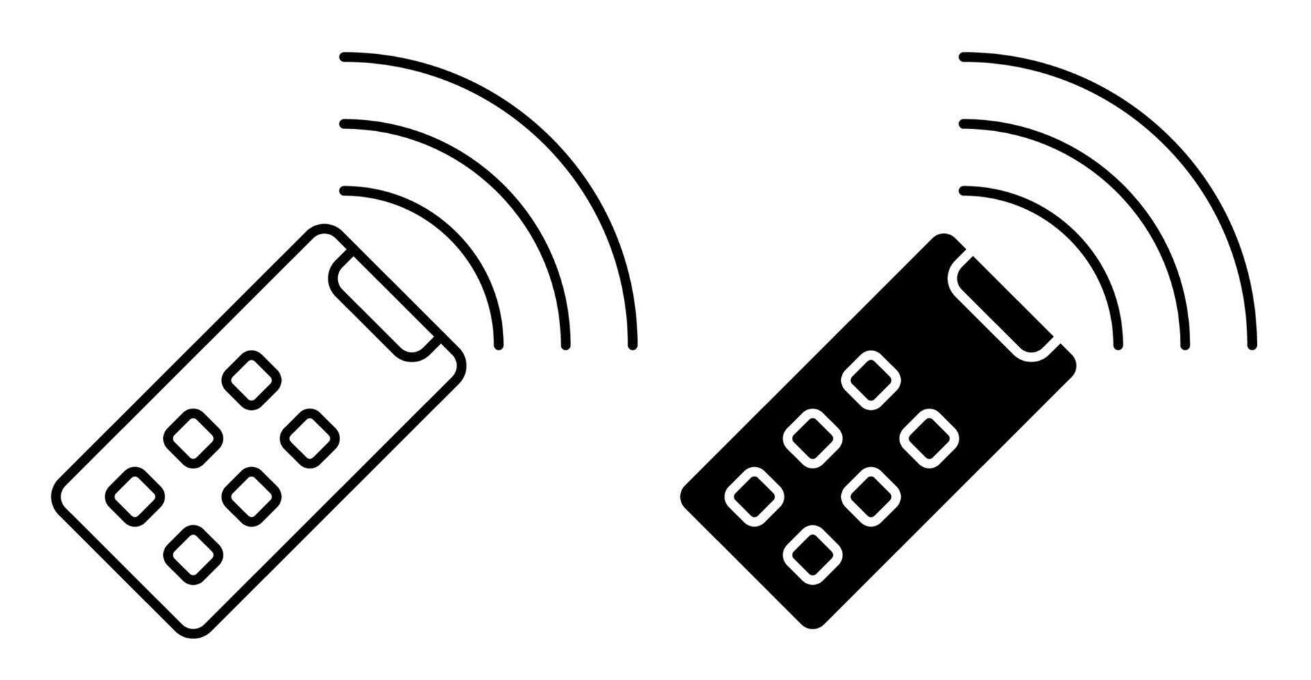 Linear icon. Control tv panel with radio waves. Remote control of electronic devices. Simple black white isolated on white background vector