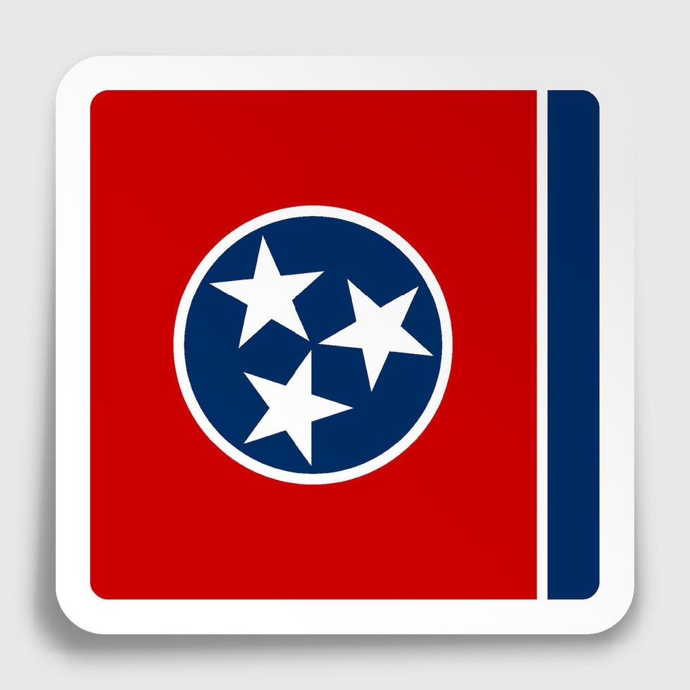 american state of Tennessee flag icon on paper square sticker with shadow. Button for mobile application or web. vector