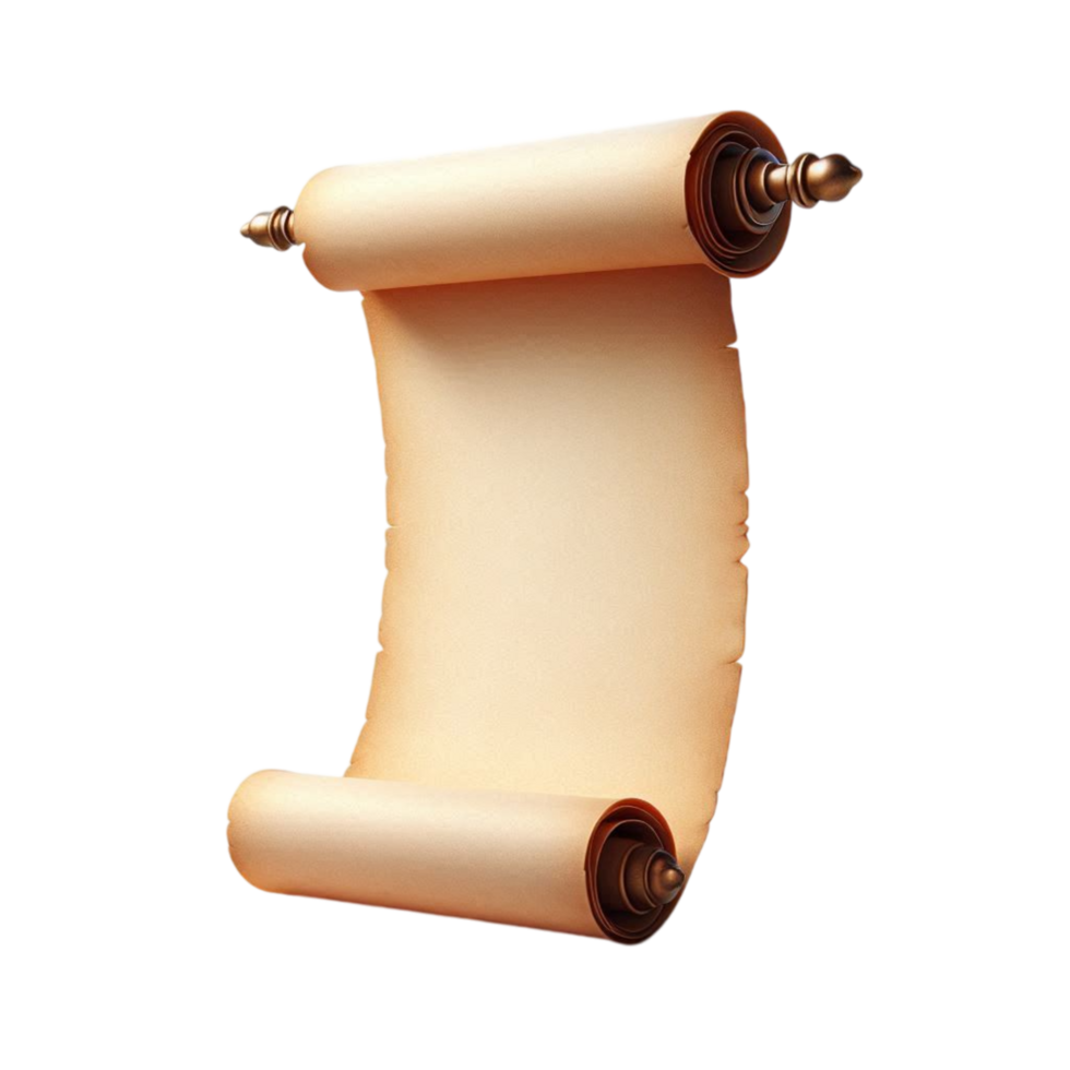 old parchment paper scroll sheet vintage aged or texture isolated on transparent background png