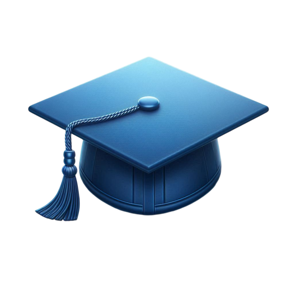 A blue graduation cap with a tassel on it png