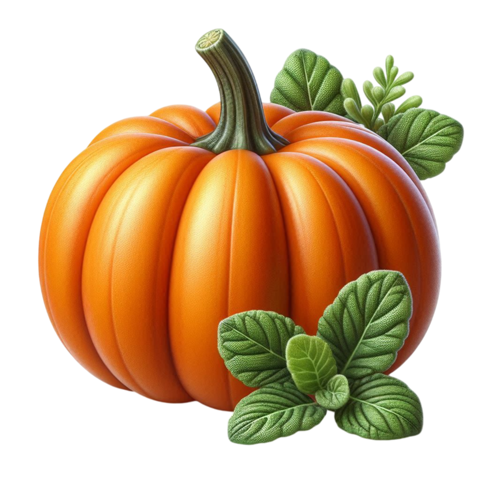 Realistic Pumpkin for Halloween or Thanksgiving Isolated On Transparent Background png