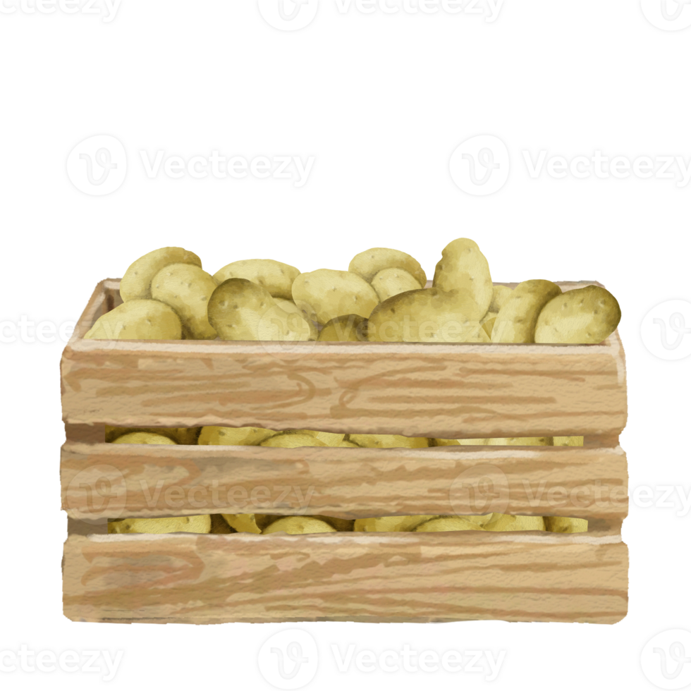 Potatoes in the Farmer's wood Crate png