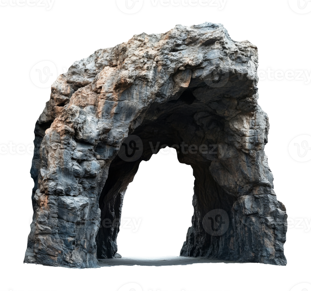 Natural rock arch formation at a remote location transparent png