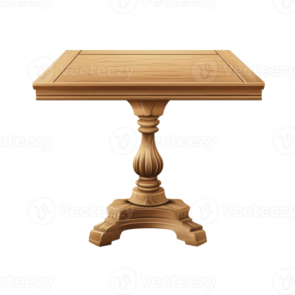 elegante de madera mesa con intrincado diseño detalles transparente png