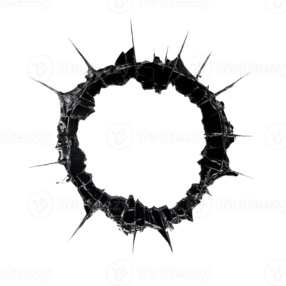 Abstract black circular shape with sharp edges transparent png