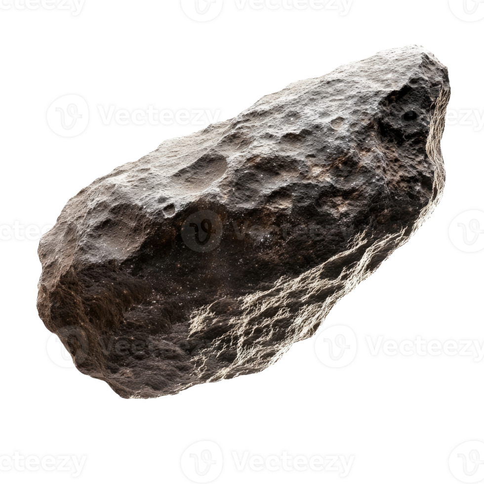 Rough textured meteorite on white backdrop transparent png