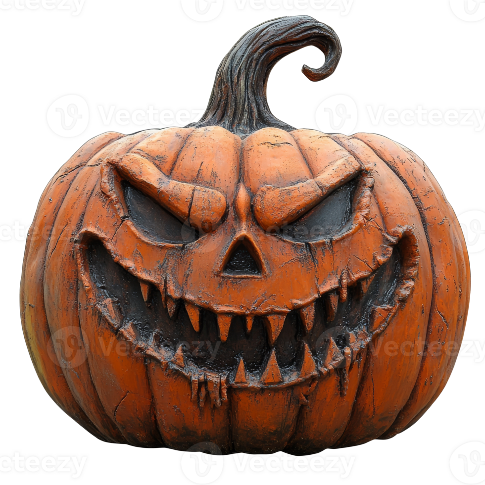 Spooky pumpkin with a menacing grin transparent png
