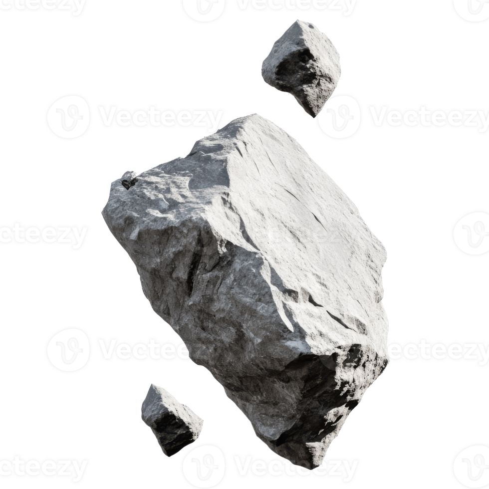 Rocks suspended in air against a white background transparent png