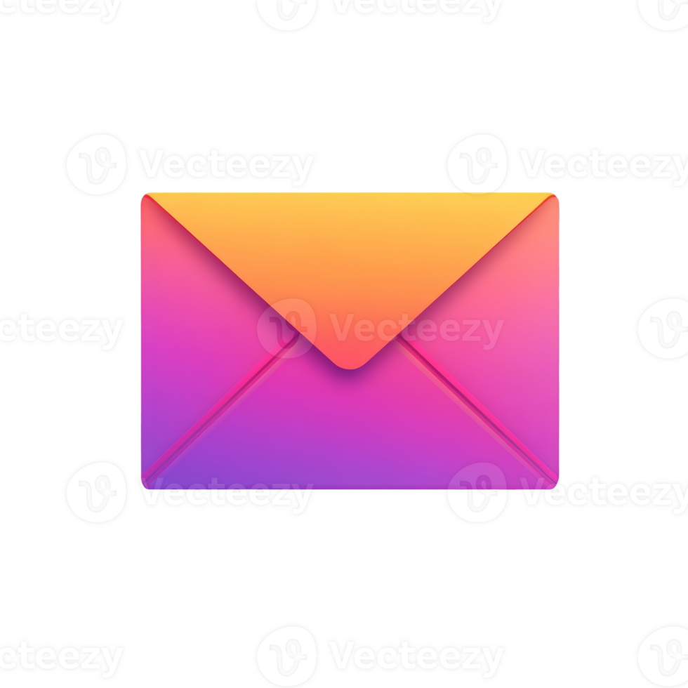 Modern gradient envelope design in vibrant colors transparent png