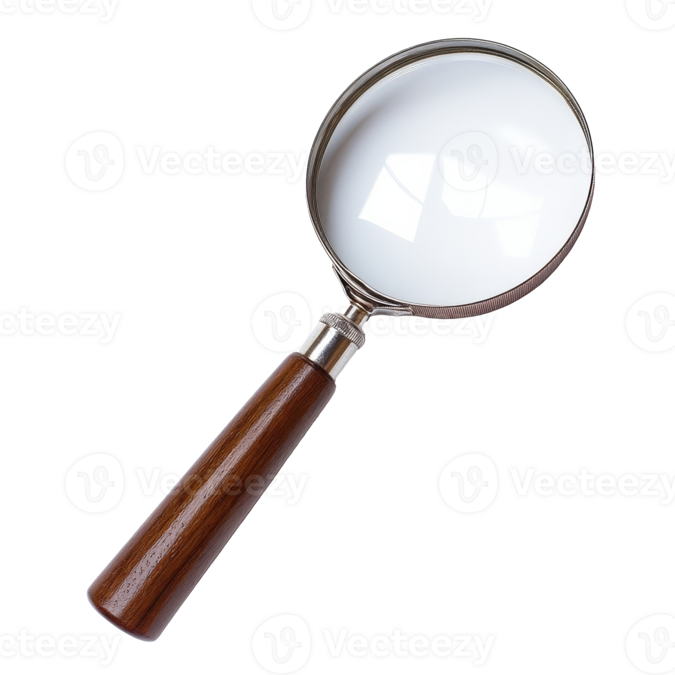 ein klassisch Vergrößerung Glas mit ein hölzern Griff transparent png