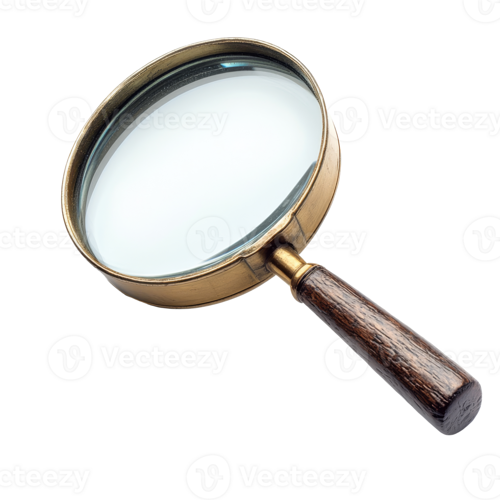 Antique magnifying glass on white background transparent png