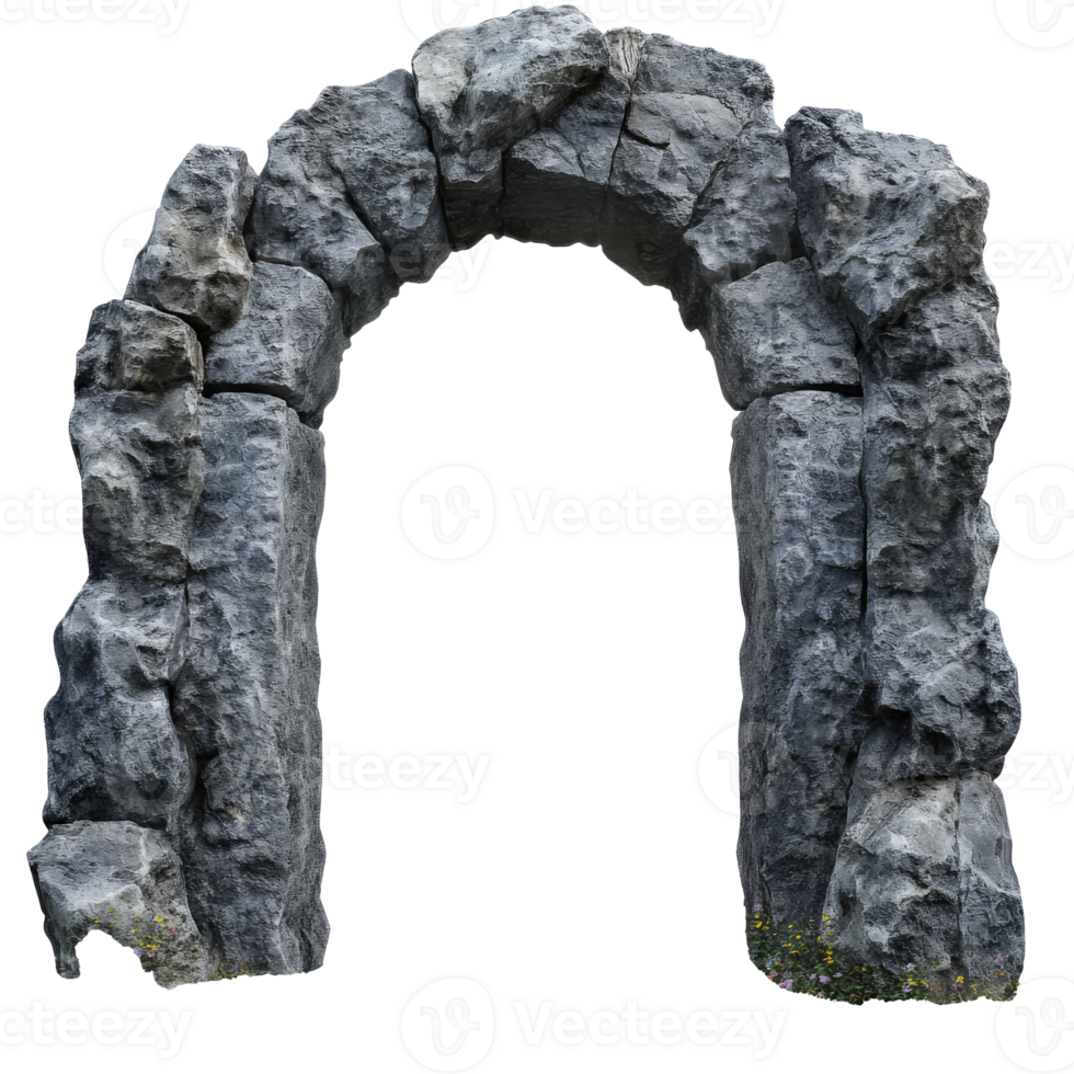 Ancient stone archway in a natural outdoor setting transparent png