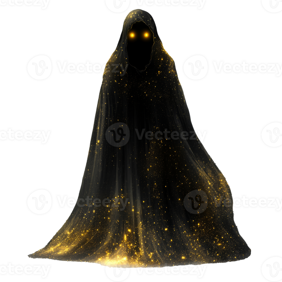 Mysterious figure draped in a starry cloak transparent png