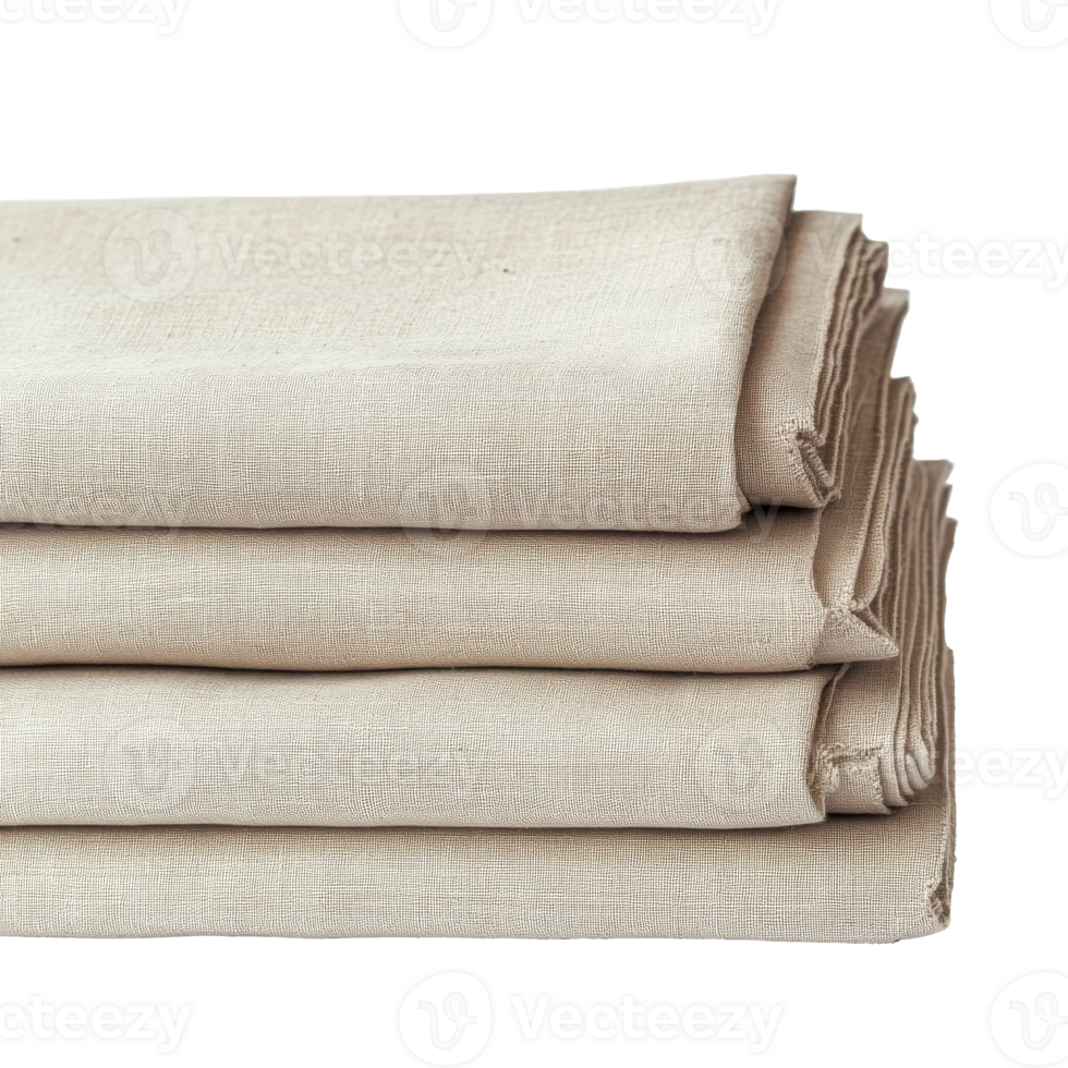 Natural linen fabric stacked for crafting projects transparent png