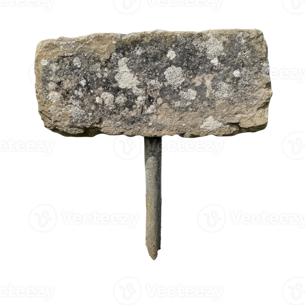 Stone marker with metal stake outdoors transparent png