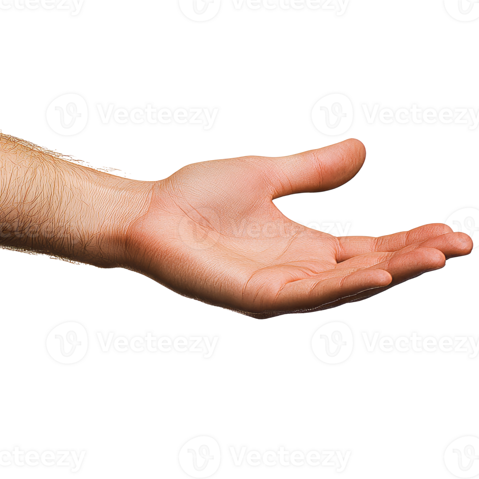 Open hand reaching out with palm facing upwards transparent png