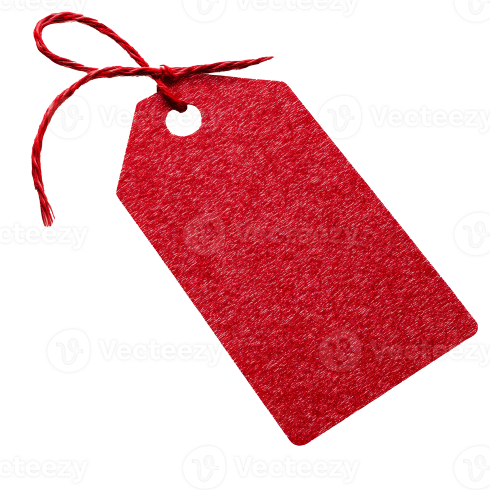 Red tag with string for labeling items in a store transparent png