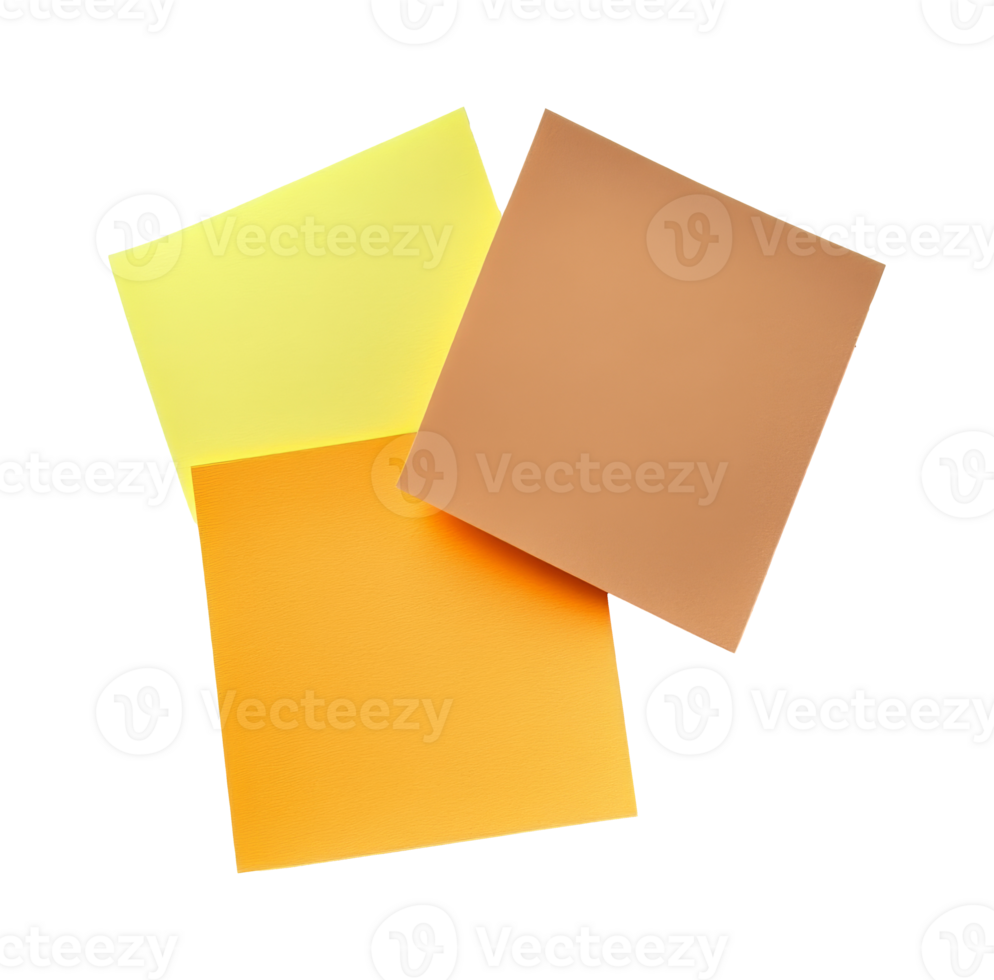 Colorful sticky notes arranged on a surface transparent png