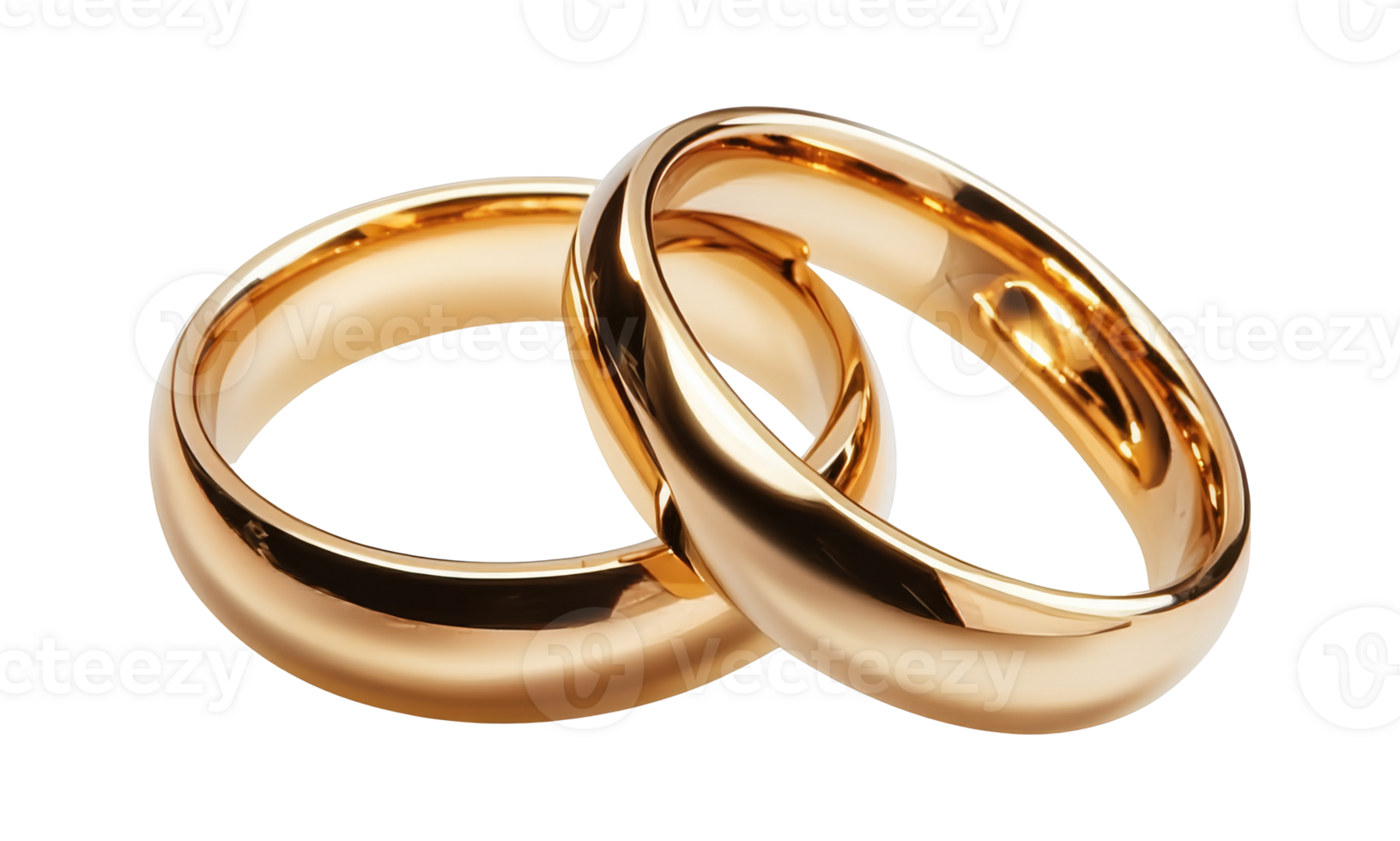 Gold wedding rings on a smooth surface transparent png