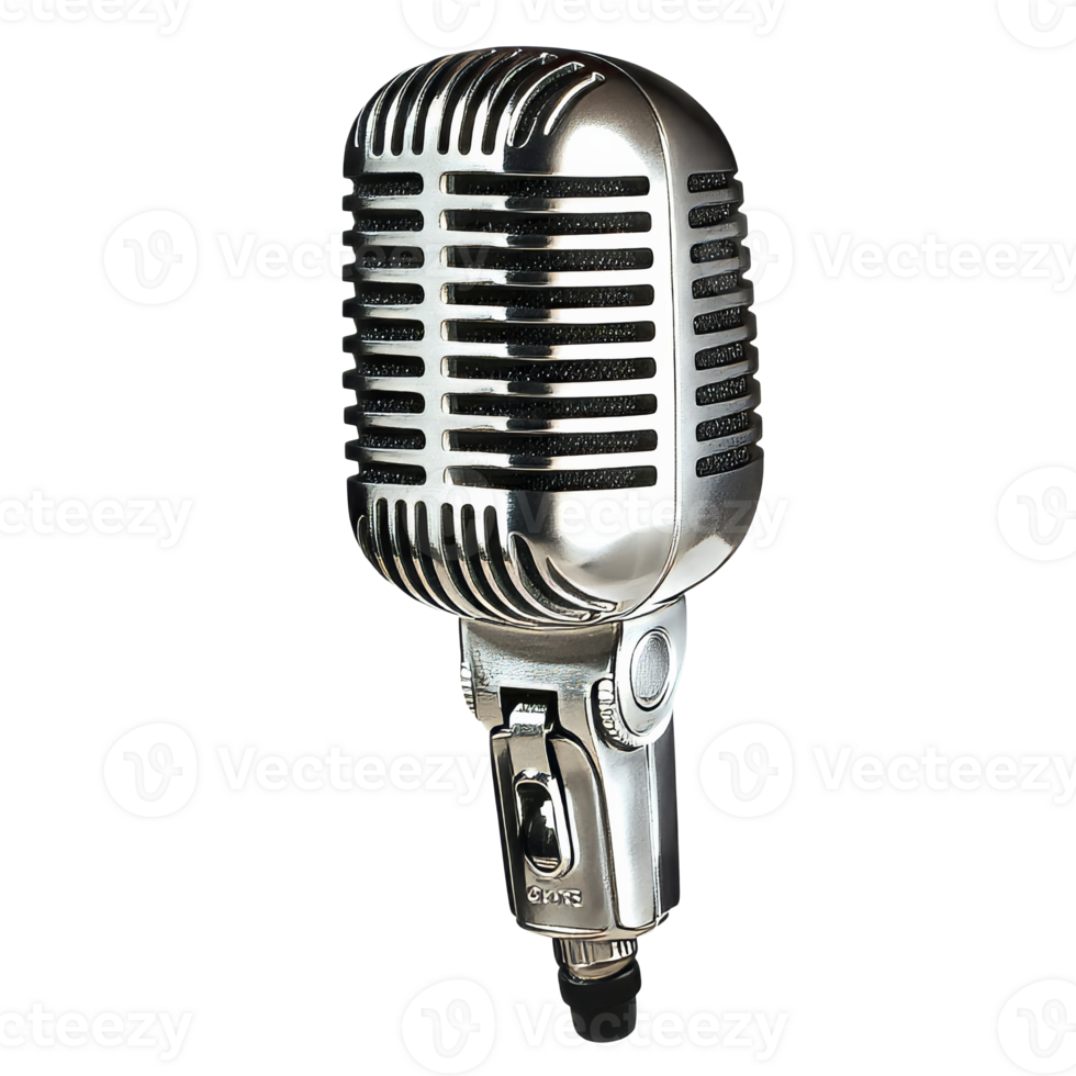 Vintage microphone ready to perform transparent png