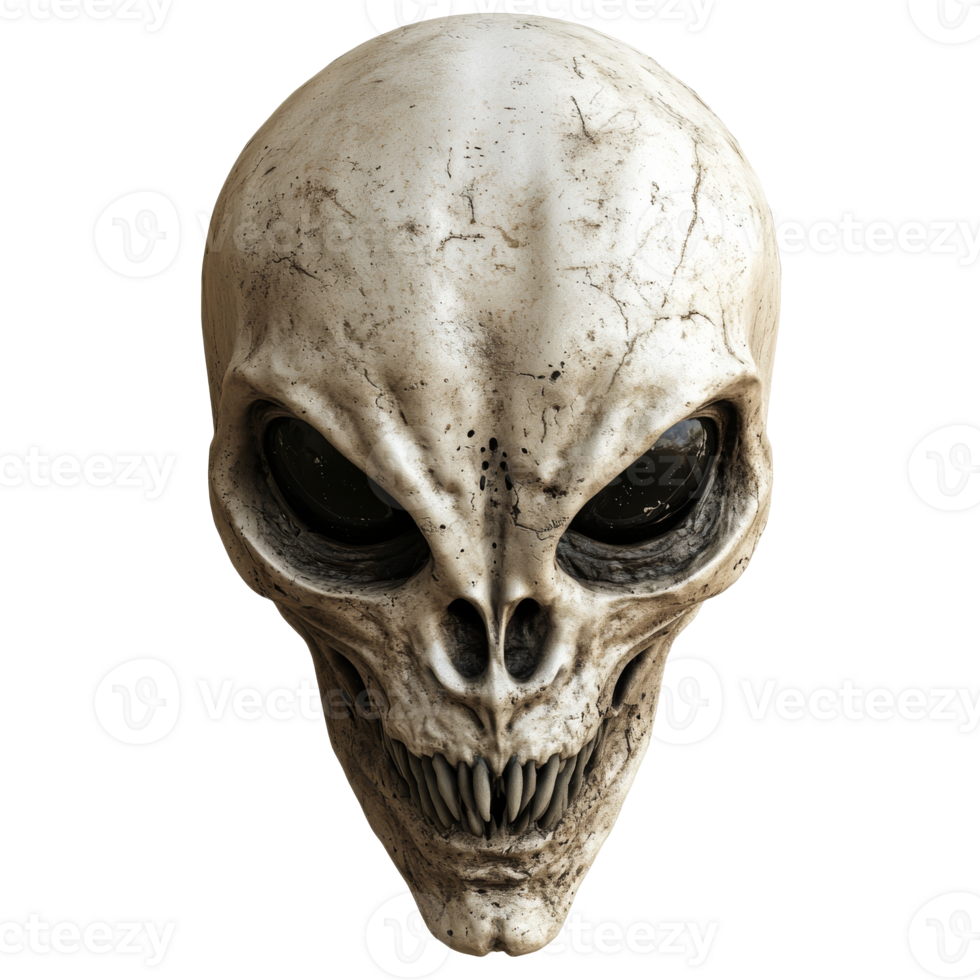 Alien skull on white background transparent png
