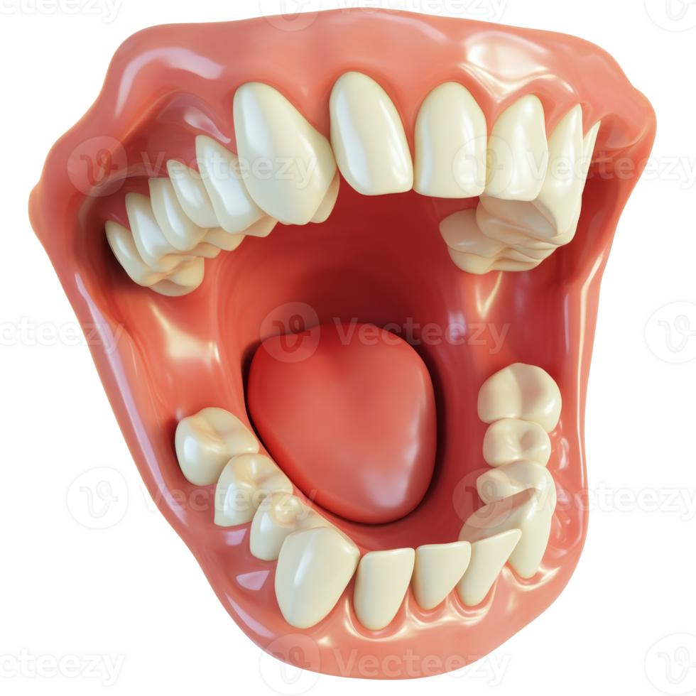 3D rendering of an open mouth transparent png