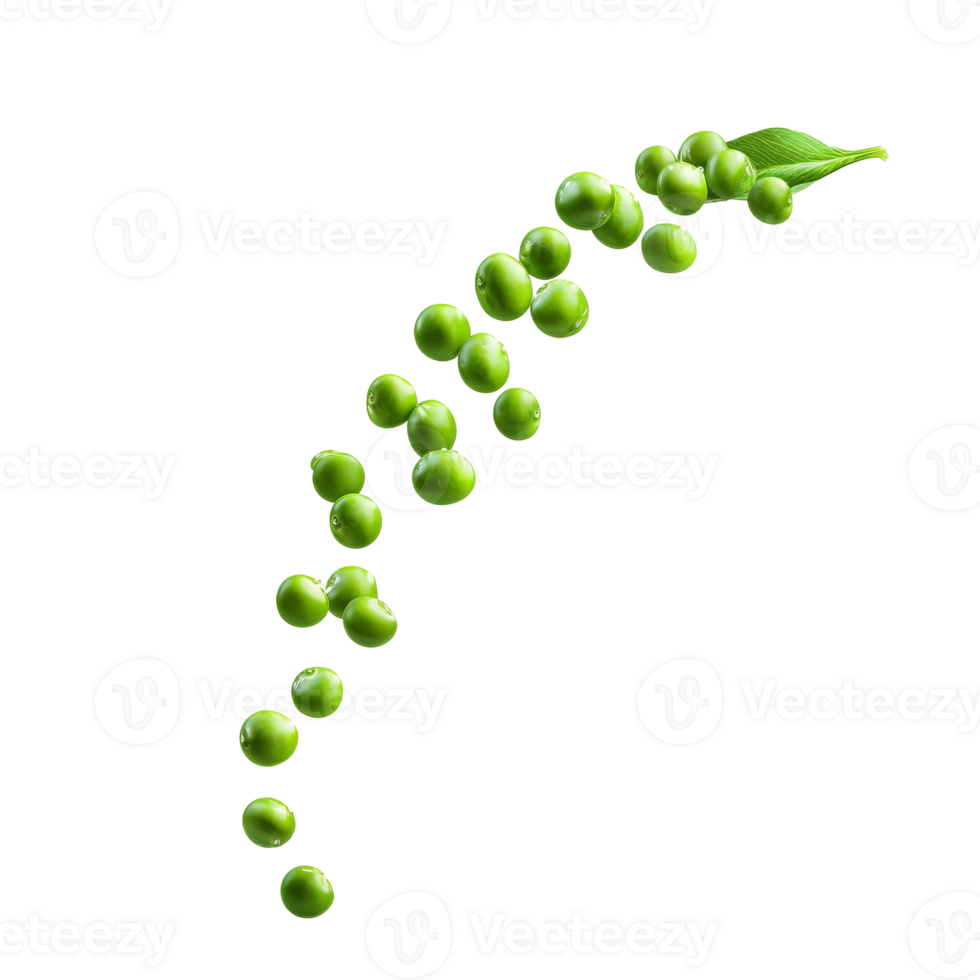 Green peas spilling from a pod transparent png