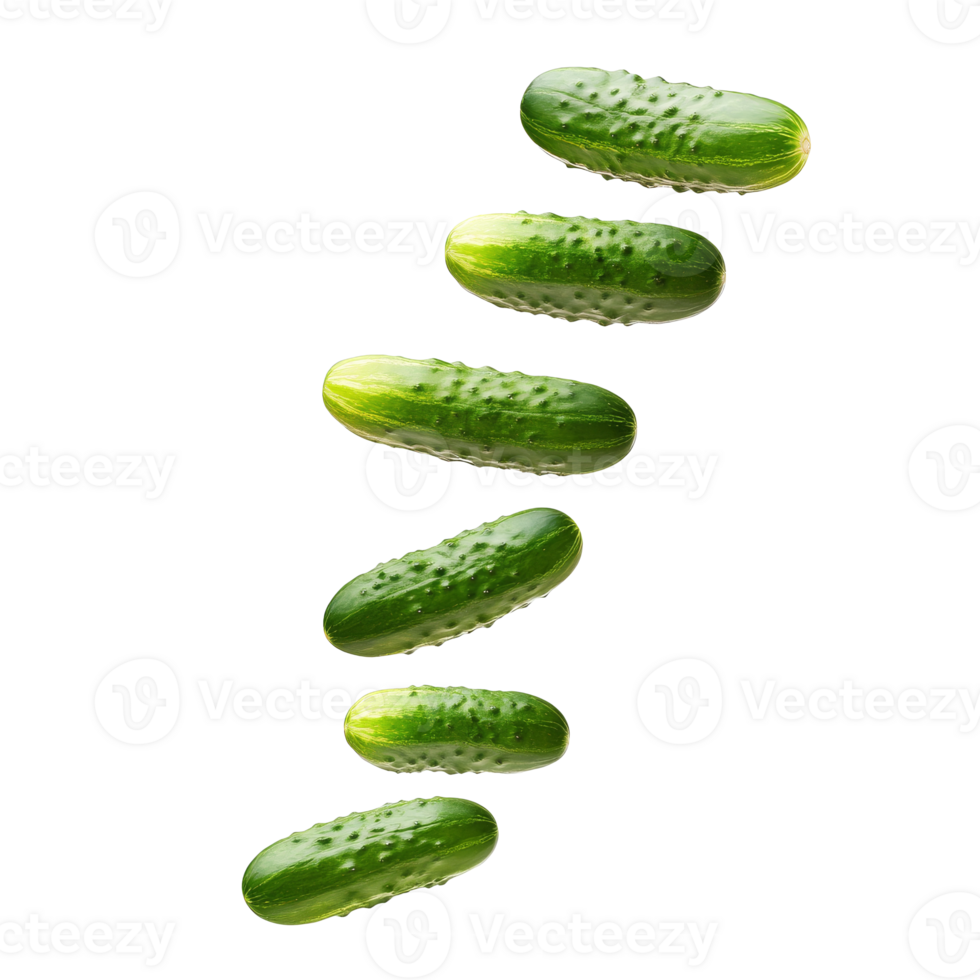 Fresh cucumbers stacked in a playful arrangement transparent png