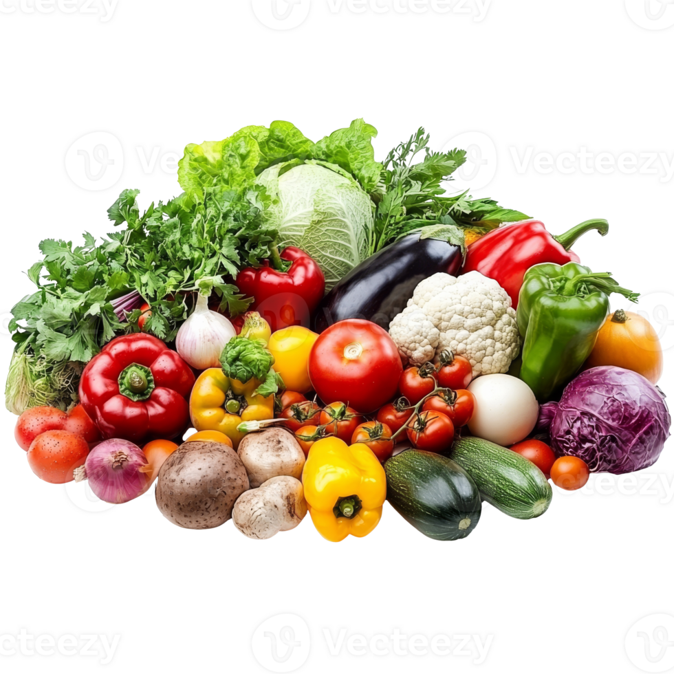 Fresh assortment of colorful vegetables on display transparent png