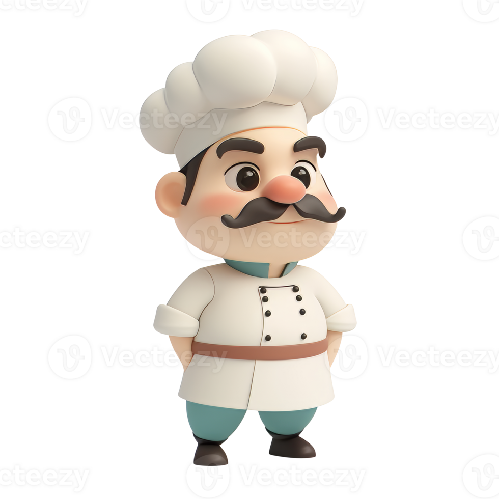 Cartoon chef character with white hat and apron transparent png