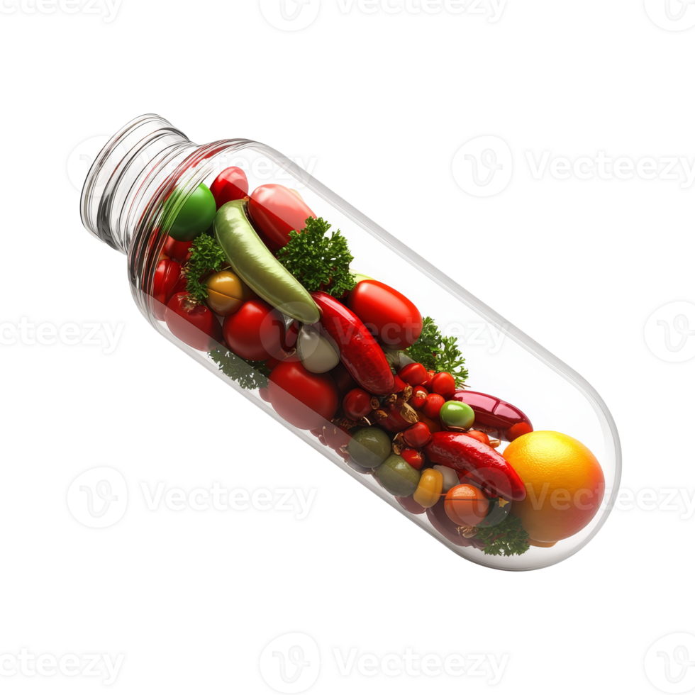 Colorful veggies in a glass container transparent png