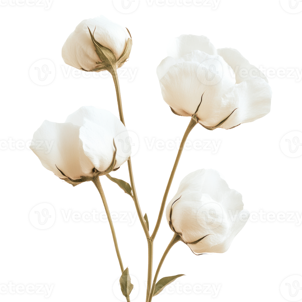 Delicate white flowers in a minimalist arrangement transparent png