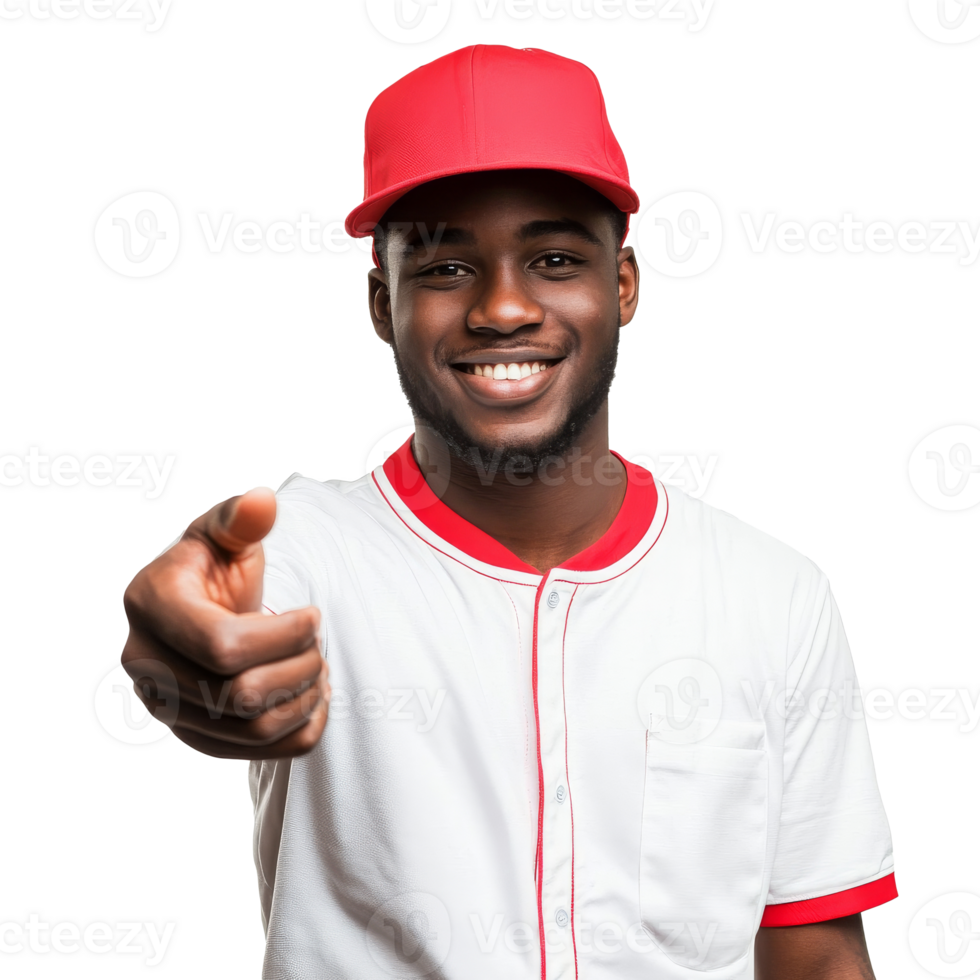 Young man in a red cap pointing at the camera transparent png