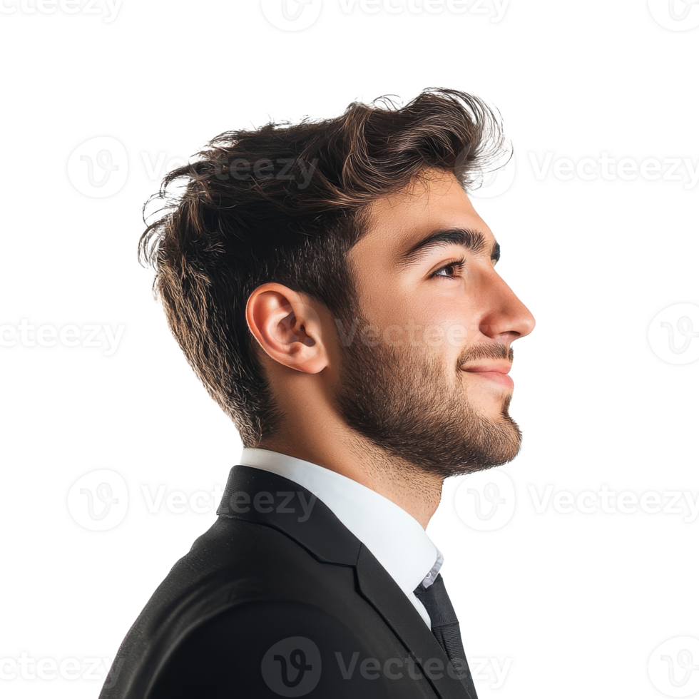 Smiling young businessman in suit transparent png