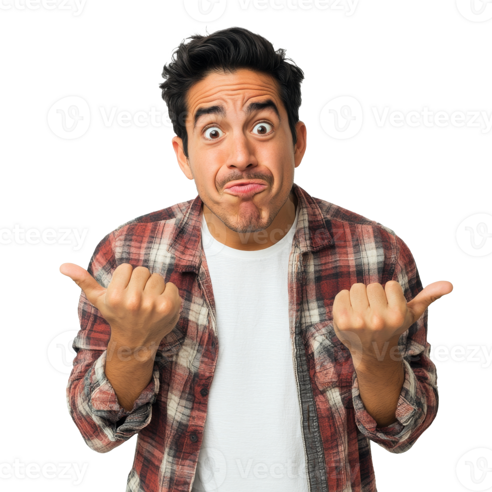 Man expressing confusion with thumbs up and down transparent png