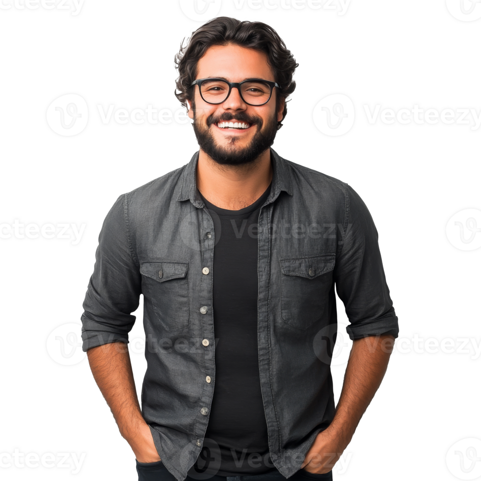 Casually dressed man with glasses indoors transparent png