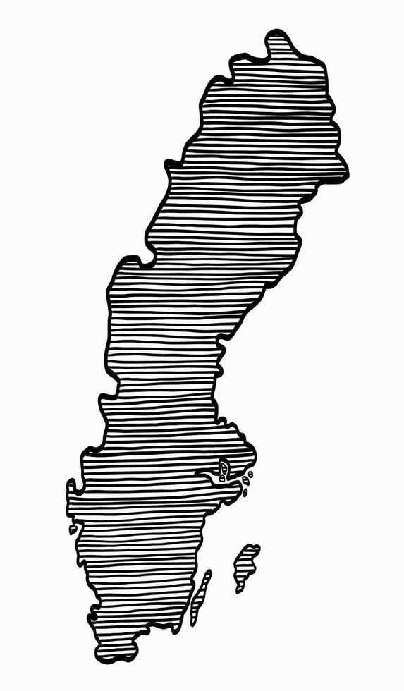 Doodle freehand drawing of Sweden map. vector
