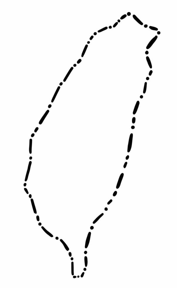 Doodle freehand dash line drawing of Taiwan map. vector